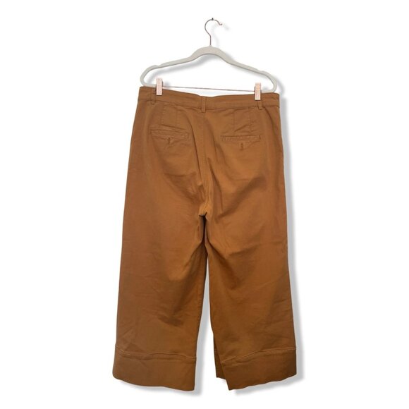 Anthropologie Chino Wide-Leg Crop Pants • Camel Brown • Size 12 - Picture 3 of 6